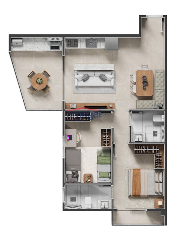 Planta Miraggio - Apartamento Tipo 1