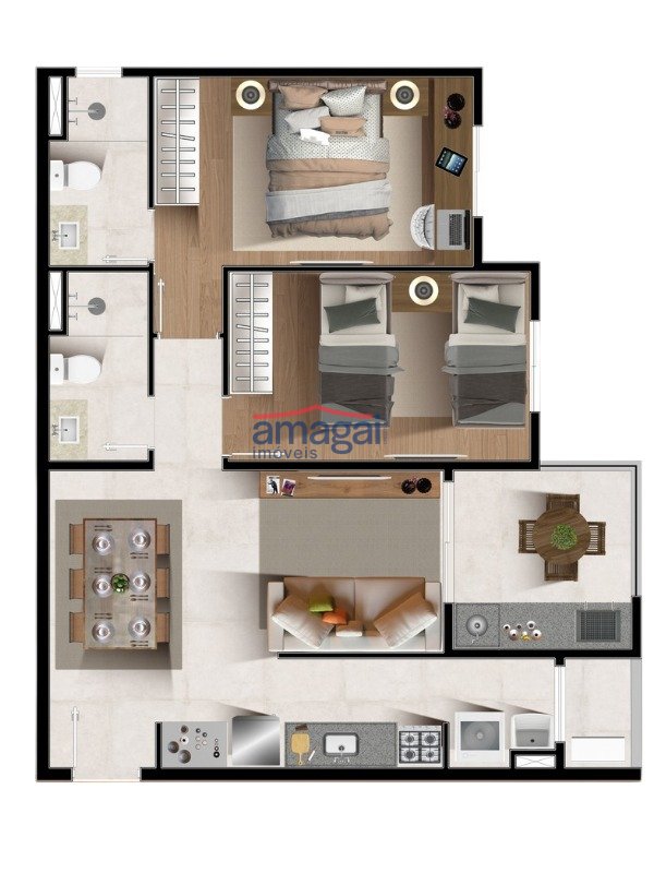 Planta Sky California - Apartamento Tipo 3
